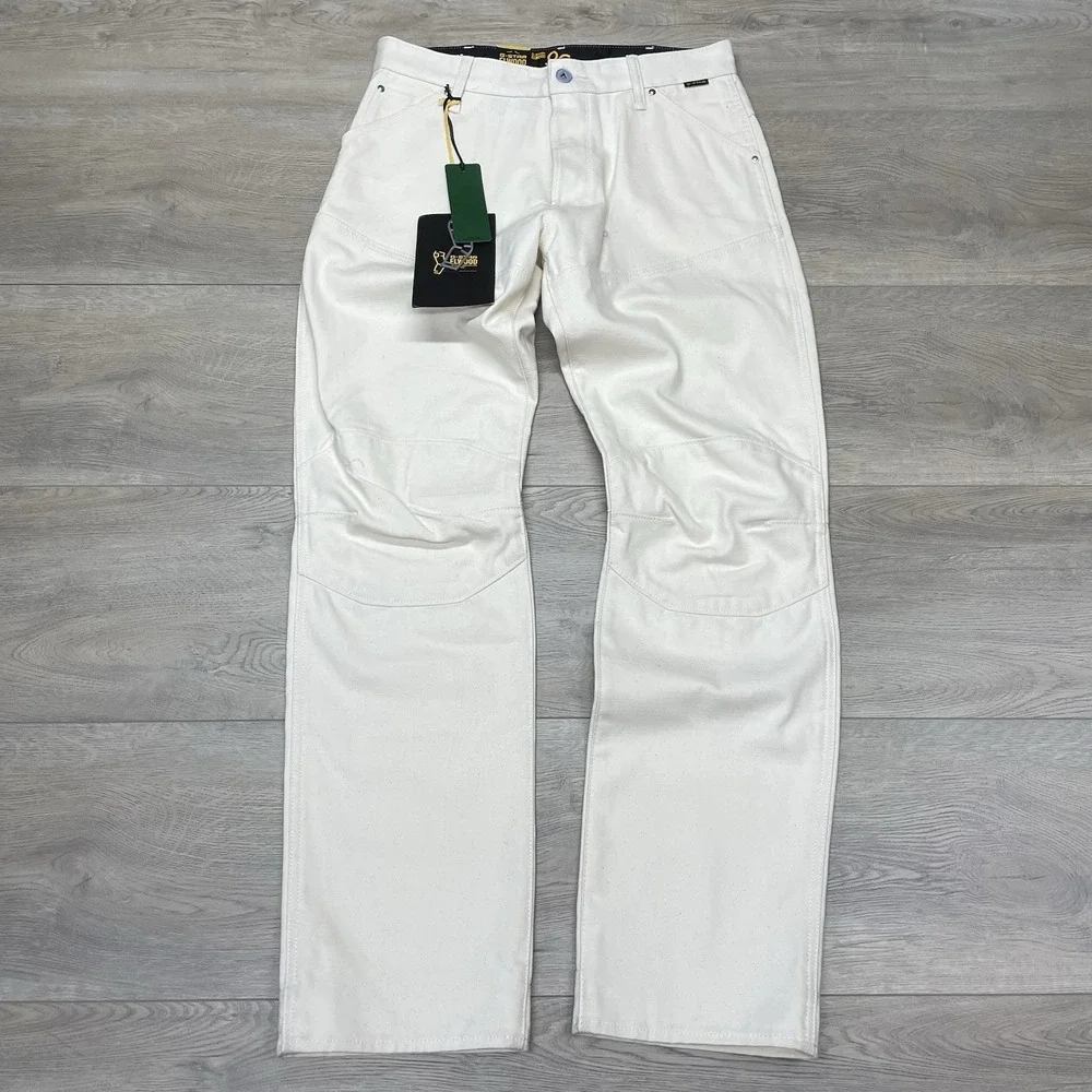 NWT G-Star Raw Elwood 5620 Jean Pants Moto Off White Men Sz 31x32 Duckman